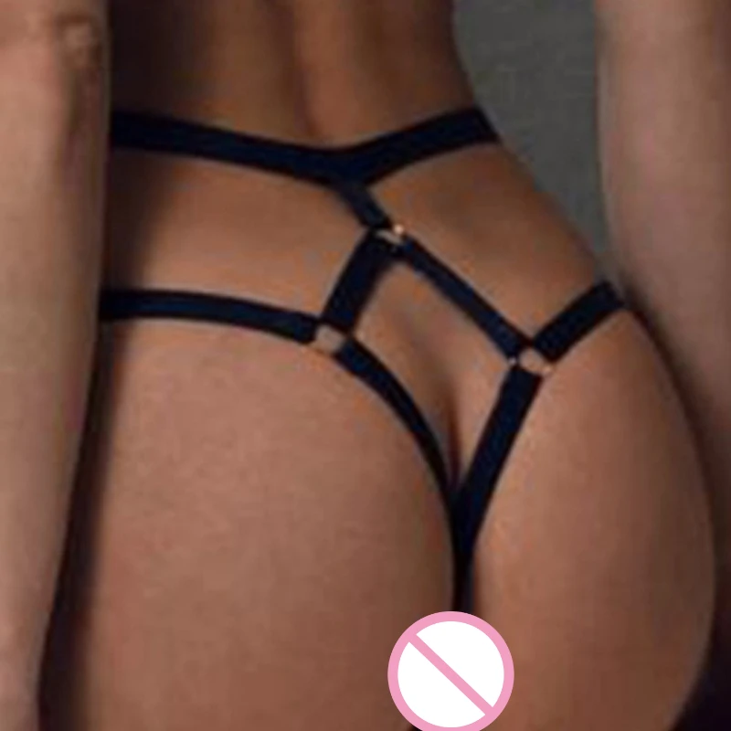 Women Sexy Garter Belt Low-rise Bandage Thong BDSM Bodystockings Non-marking Open Gear Panties Fetish Erotic  Gothic Bodysuit