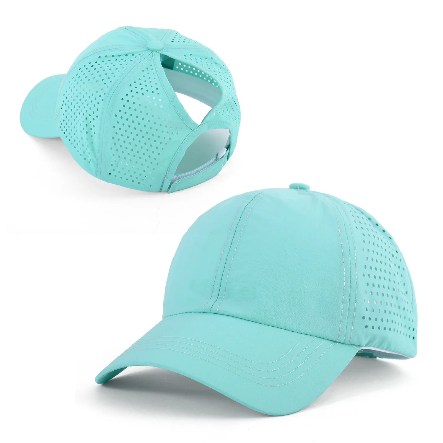 Schnell trocknender Zungenhut für Damen, atmungsaktives Mesh-Mütze für Herren, Sommer, UV-Schutz, cool bleiben, stilvoll, verstellbar, Pferdeschwanz-Mütze – Detail 7
