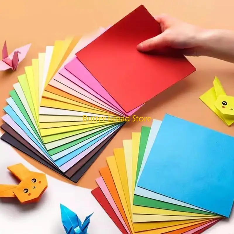 W89C 100 Pcs Double Sided Square Paper for Kids School Arts Crafts Projects