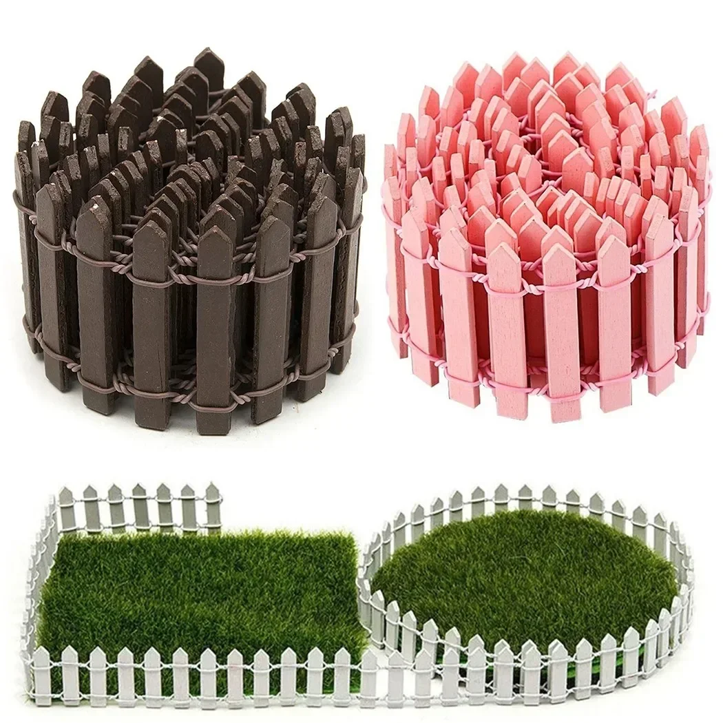 5*100 cm Mini Legno Simulazione Creativa Piccola Recinzione Giardino di Casa Decorazione FAI DA TE Paesaggio Fata Giardino Figurine Miniature Artigianato