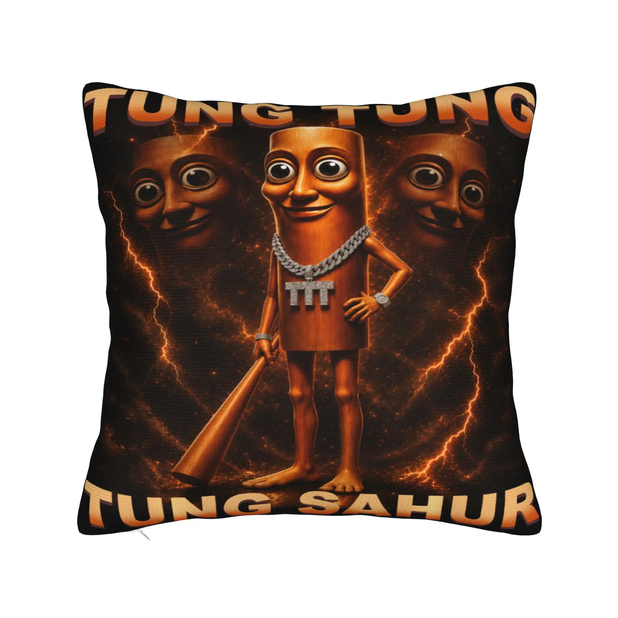 Tung Tung Tung Sahur is Calling Funny Italian Brainrot Meme Pillow Case  Print Pillow Cover For Sofa Retro Trendy Cushion Cover