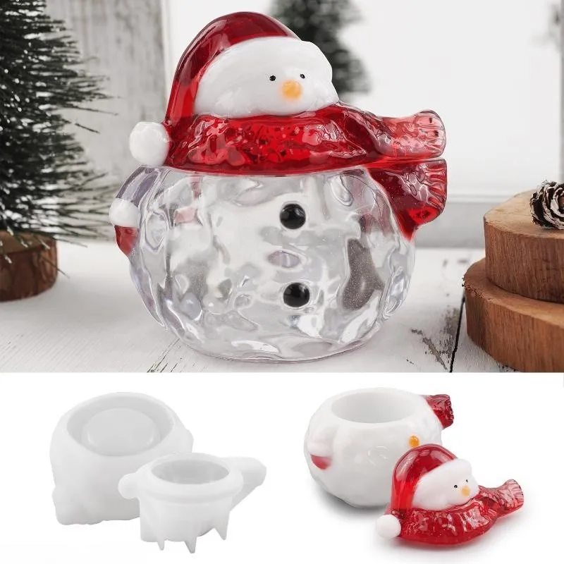 Christmas Snow Globe Silicone Mold DIY Epoxy Resin Storage Box Mould Santa Doll Winter Scene Handmade Craft Home Decor Supplies