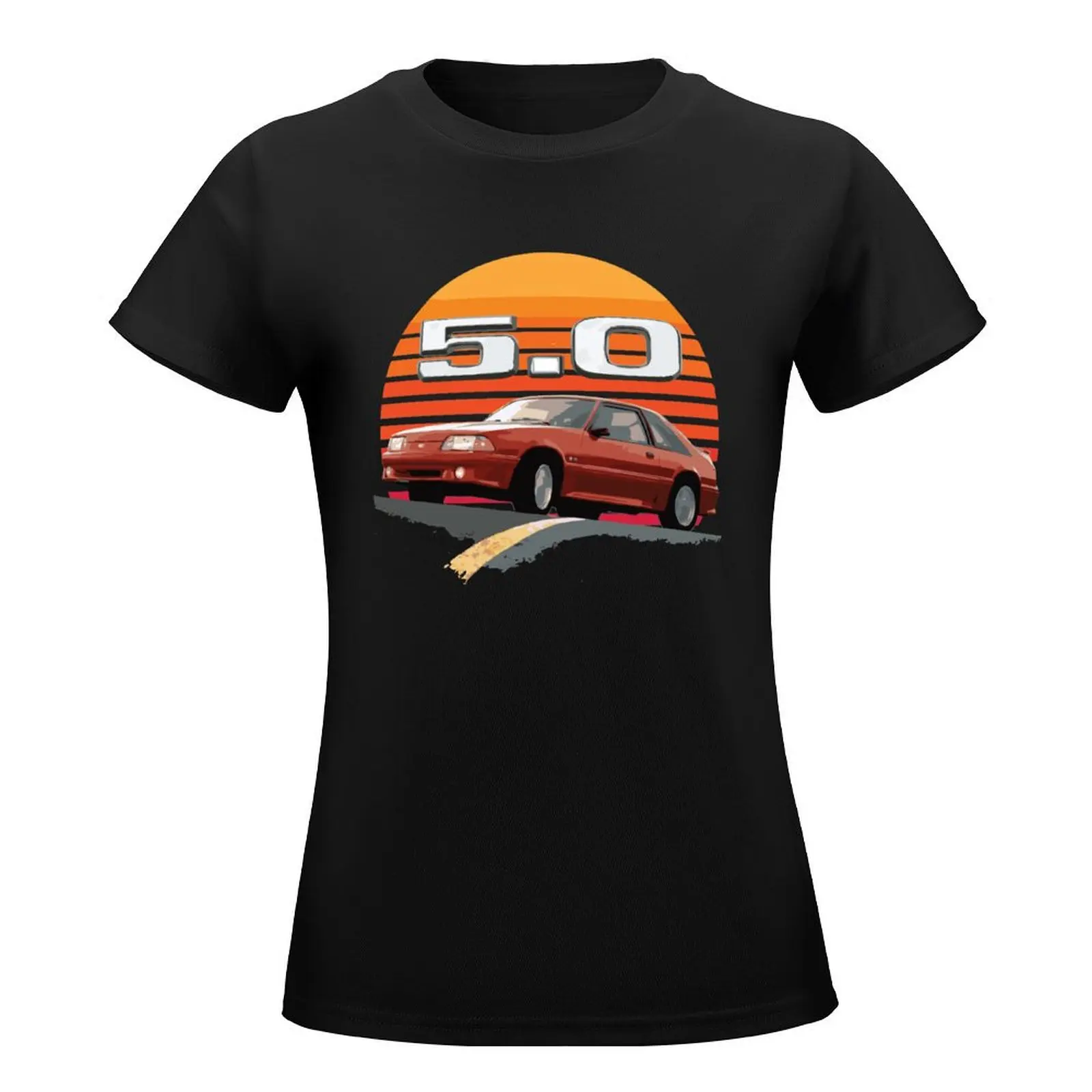 Mustang Gt 5.0l V8 Foxbody Retro Usa T-Shirt Shirts Grafische T-Shirts Esthetische Kleding Oversized Workout Shirts Voor Vrouwen