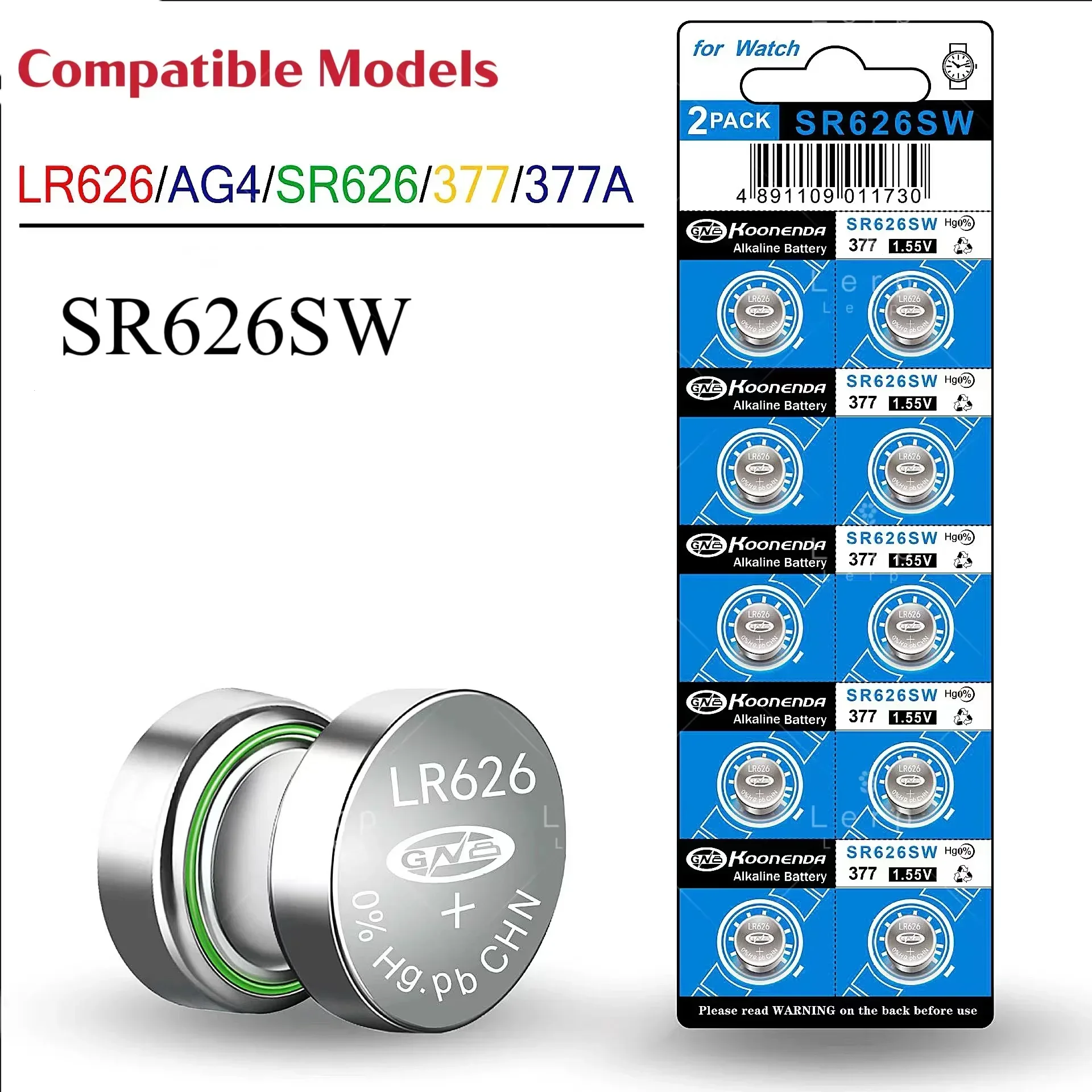 Batería de botón AG4 377 para reloj LR626/SR626SW/377A