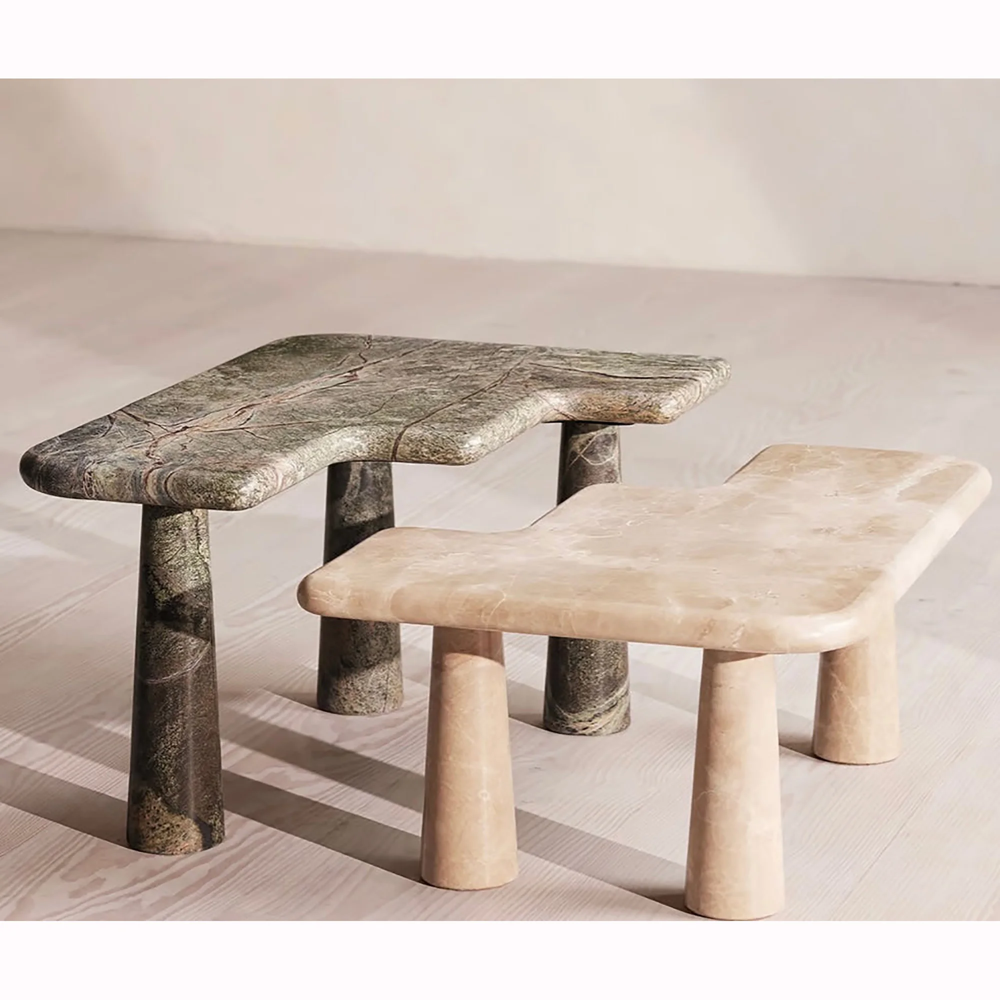 Modern Custom Design Natural Stone Marble Living Room High-low Coffee Table Set Stone Furniture for Decoration Center Table