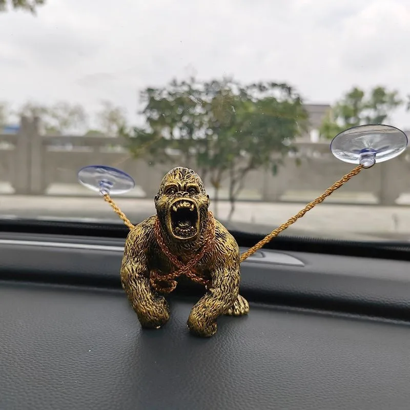 Violent Gorilla Car Decor Fierce and Powerful Restrained Gorilla Statue Artistic Animal Sculpture for Dashboard Shelf Office