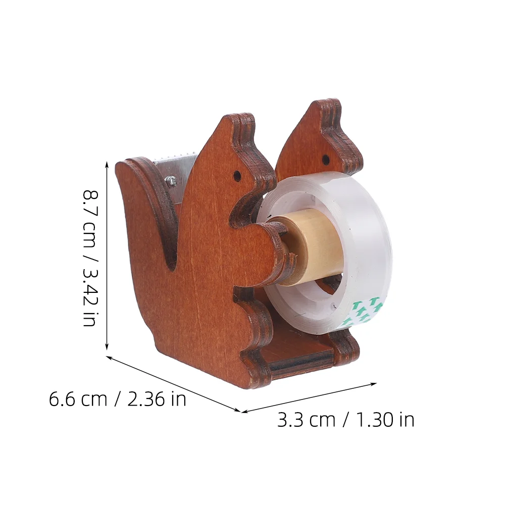 2 Pcs Animal Tape Holder Office Dispenser Wooden Squirrel Adorable Aluminum Alloy Cartoon Stand Small Storage