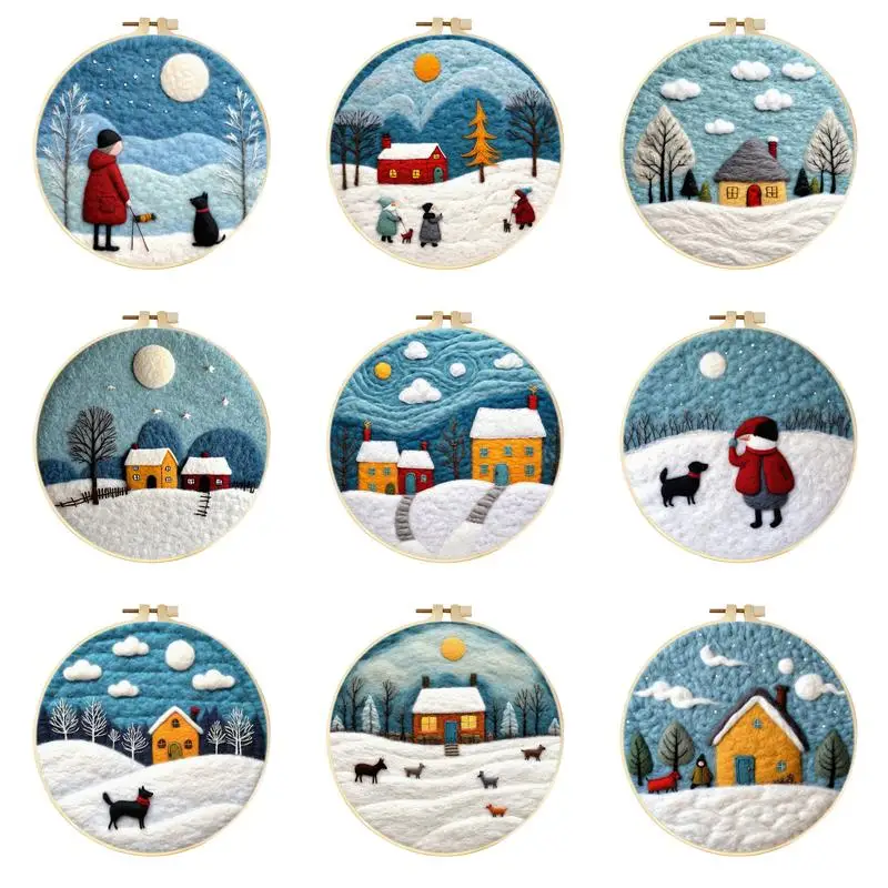 

Наборы для творчества из войлока CHENISTORY для взрослых: зимний пейзаж, наборы для начинающих, ручная работа, снежные пейзажи из войлока.