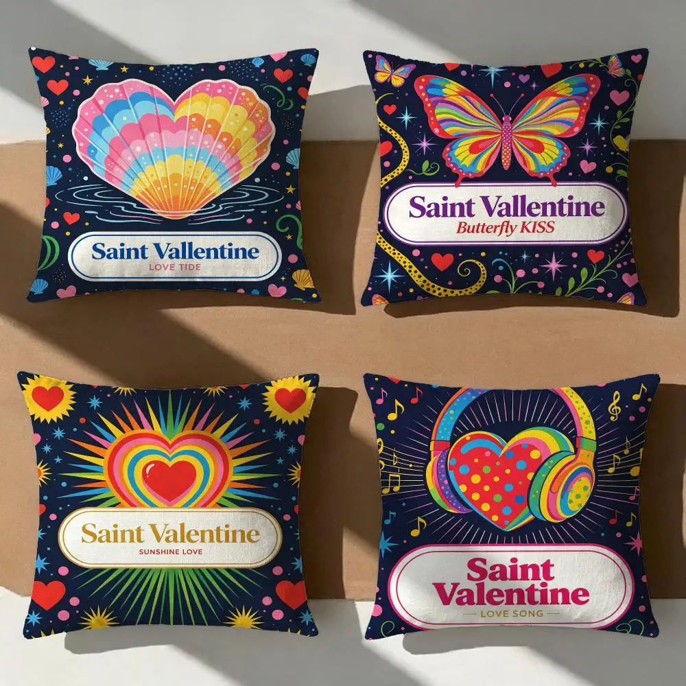 Saint Valentine Cushion Cover Pillow Cover Nordic Minimalist Throw DoubleSided Print Cushion Case for Sofa Bedroom Decor