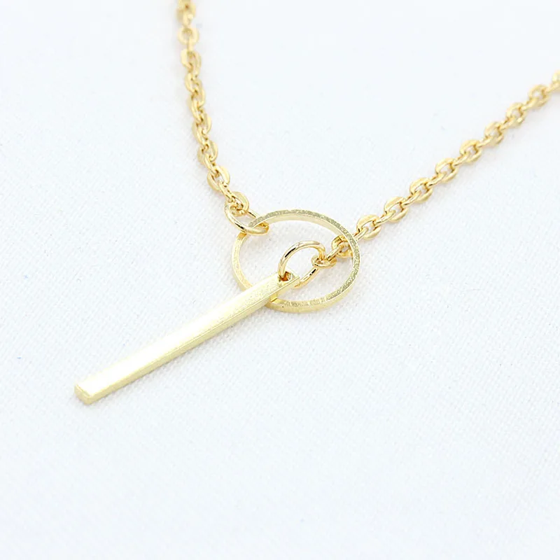 Simple Fashion Plated Gold Metal Chain Necklace For Women Circle Long Strip Pendant  Temperament Jewelry Accessories