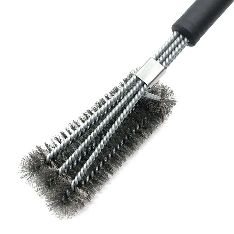 18 inch Grill Cleaning Brush BBQ Tool Grill Brush 3 Stainless Steel Brushes In 1 Cleanin Bbq Accessories Best Cleaner Barbecue