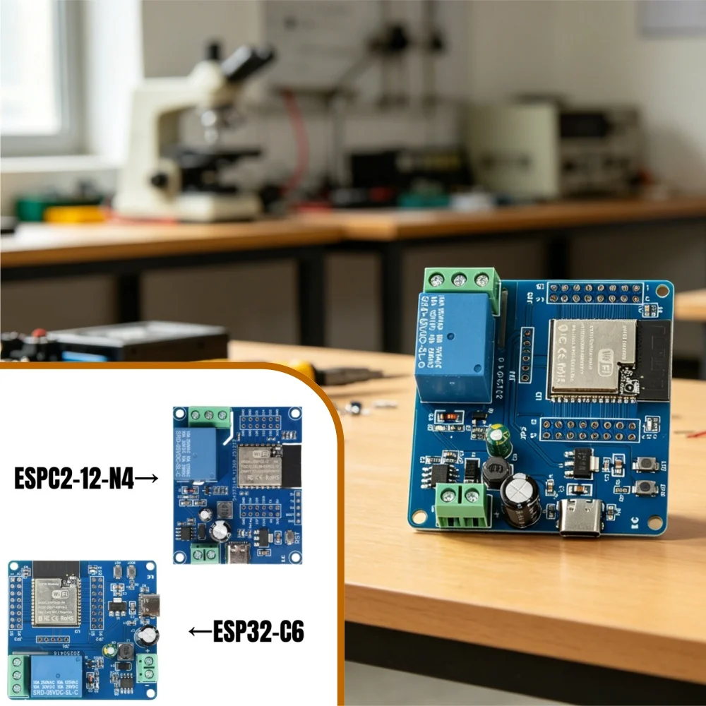 ESPC2-12 ESP32-C6 WiFi BLE Relay Module DC 5-60V Type-C 5V Power 10A High Load UART Burn Compatible Arduino ESP-IDF Industrial I