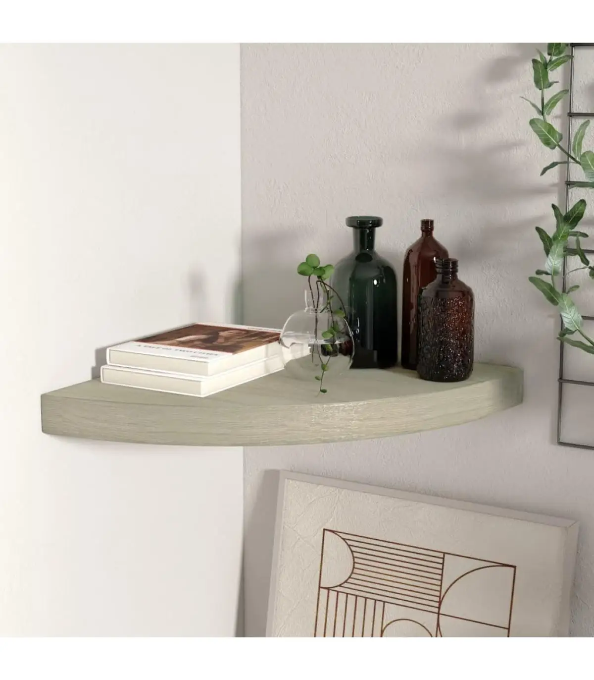 35x35x3,8 cm Oak color MDF Corner Floating Rack and Shelves