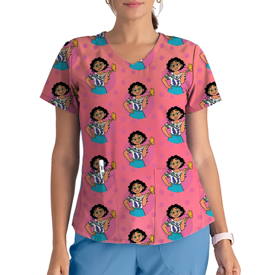 T-shirt con scollo a V Tasca Top Uniforme da infermiera Casa intera Mirabelle Abbigliamento da donna Tuta da donna dell'ospedale Disney