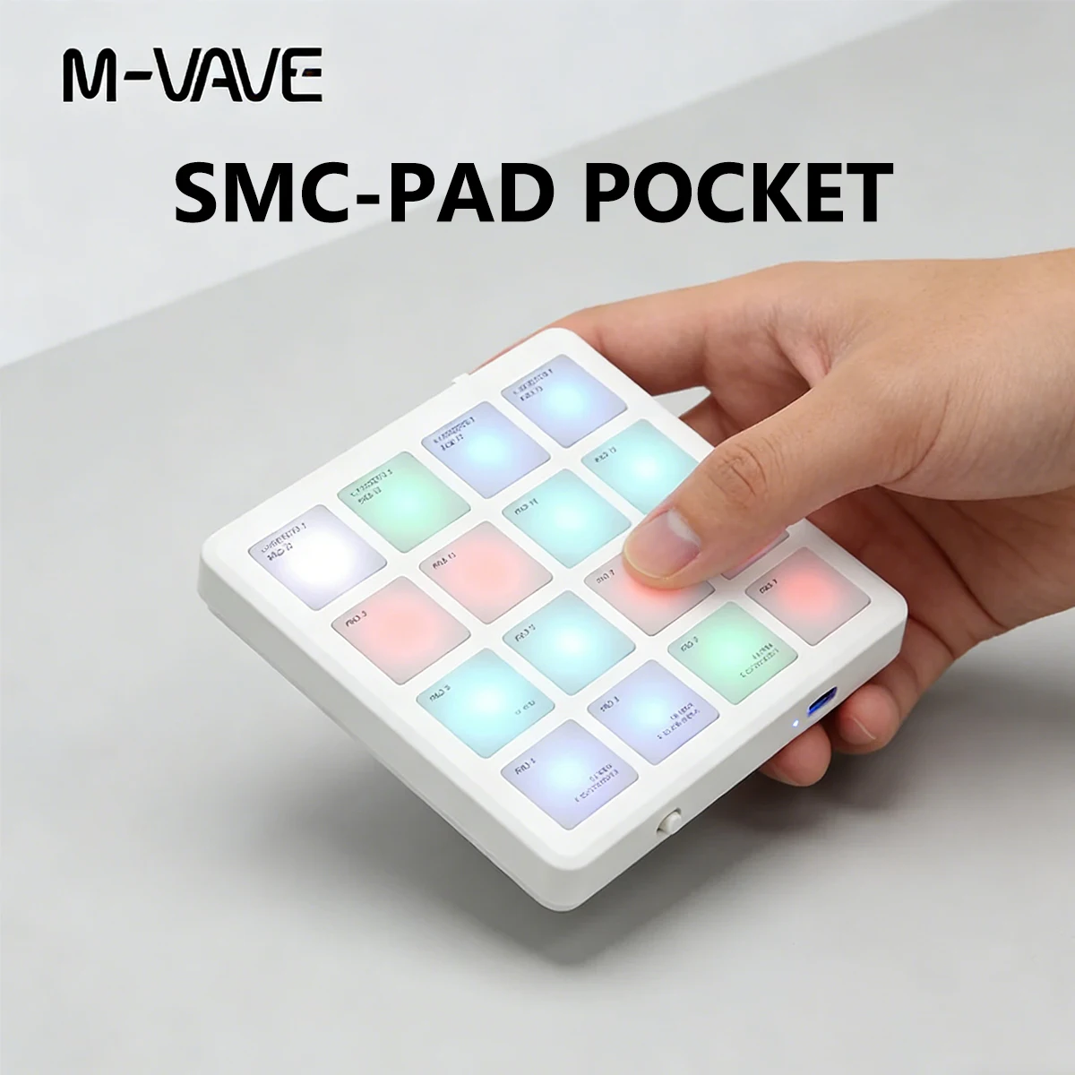 M-VAVE SMC-PAD POCKET ワイヤレスMIDIパッドコントローラー - 16個のRGBパッド、Bluetooth、音楽制作用ポータブルバッテリー駆動
