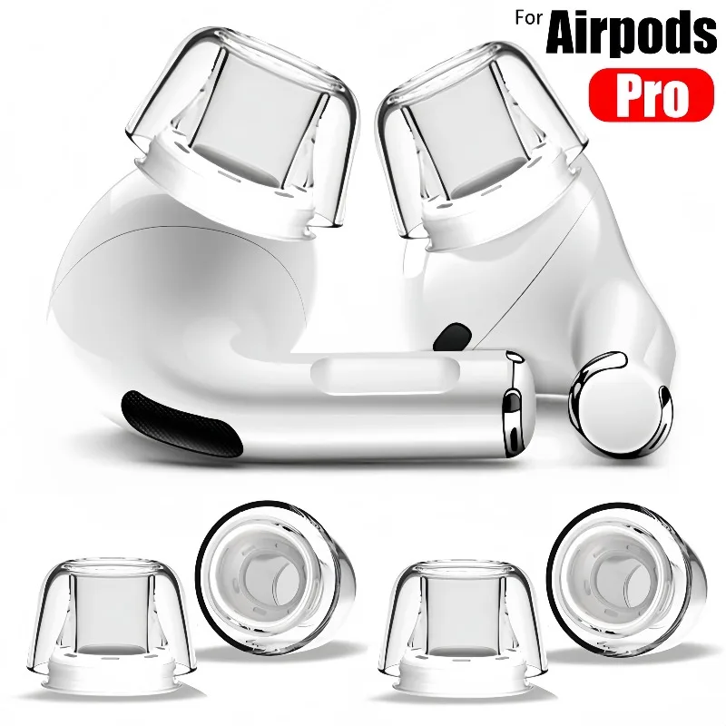 4-1Pairs for AirPods Pro New Transparent Replacement Earplugs Pressure Relief Version Anti-slip Ear Plugs Silicone Ear Tips Case