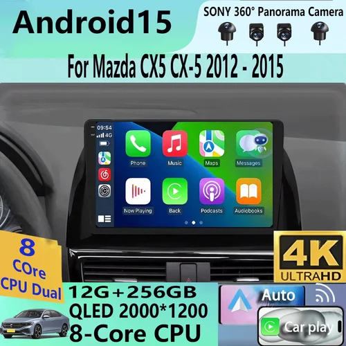 Reproductor de vídeo Android 15 Radio de coche 2 DIN para Mazda CX5 CX-5 CX 5 2012 2013 2014 2015 WIFI + 4G unidad principal GPS Carplay Auto DSP