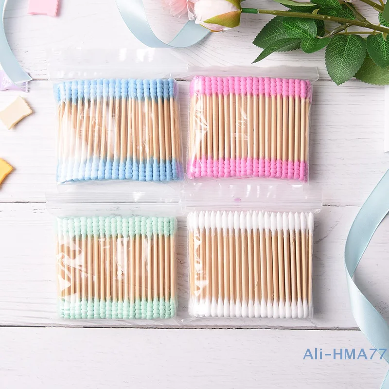 100pcs/Lot/Bag Candy Color Double Headed Cotton Swabs Cotton Stick Makeup Tool