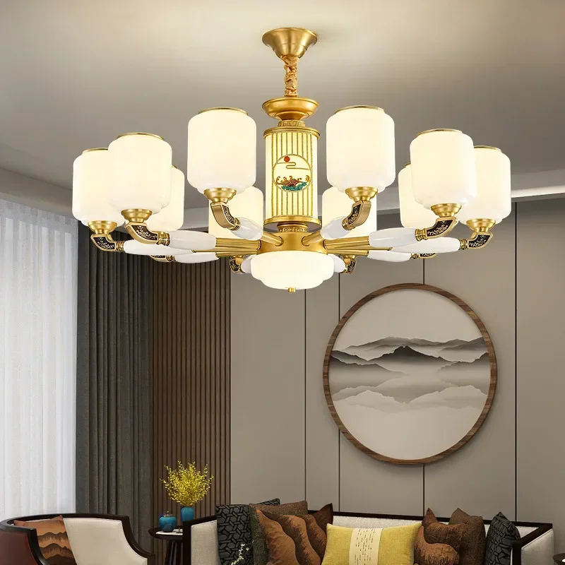 CEDRIC Contemporary Luxury Brass Pendent Lamp  Chinese style Living Room Dining Room Bedroom Villa Hotel Sample Room Chandelier