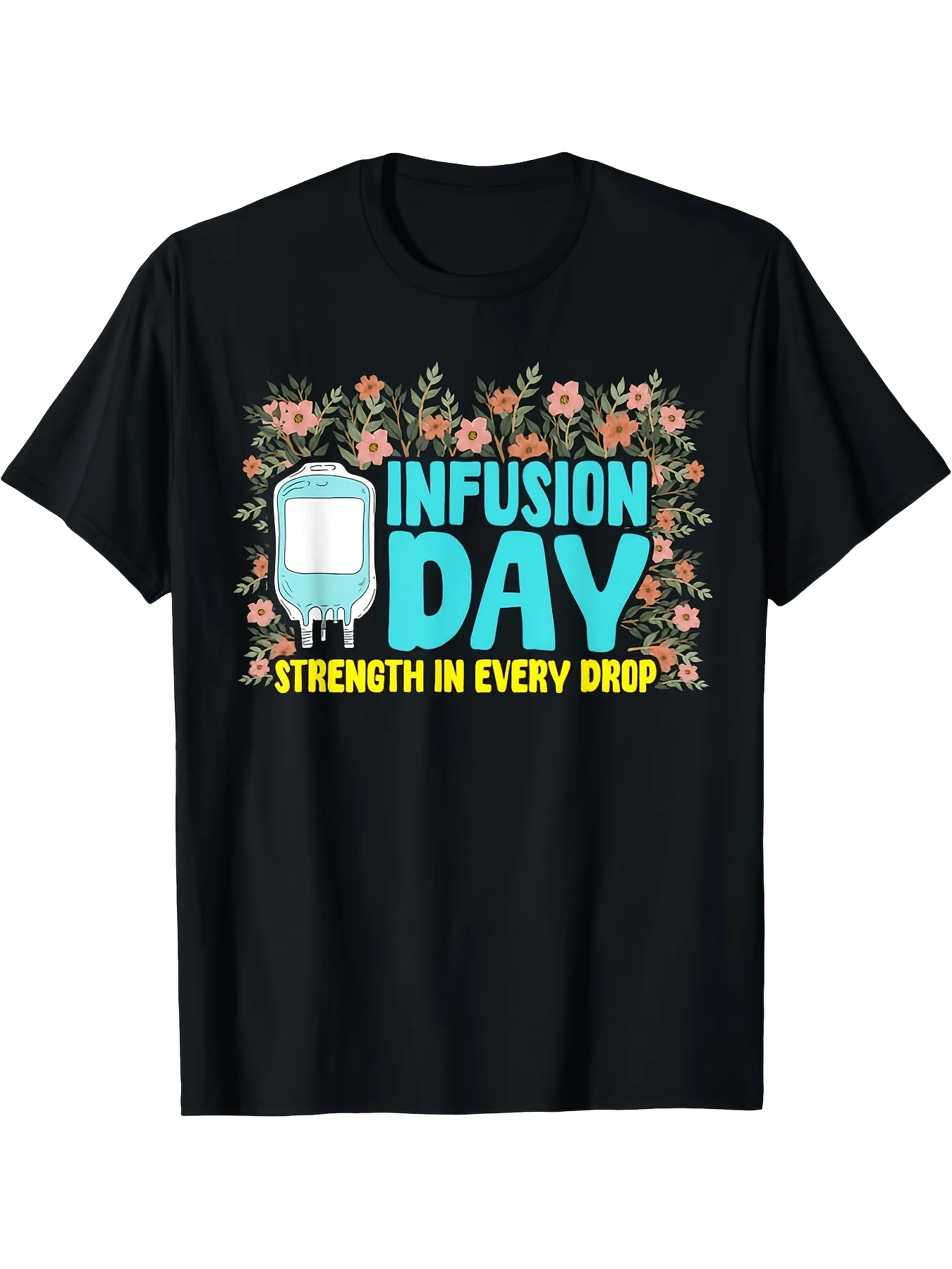 Men'S Infusion Day & Spoonie Chronic Illness Awareness T-Shirt - 100% 180gsm Heavyweight, Funny IV Drip Graphic & Spoonie Life Design, Casual Round Neck Tee for Cancer