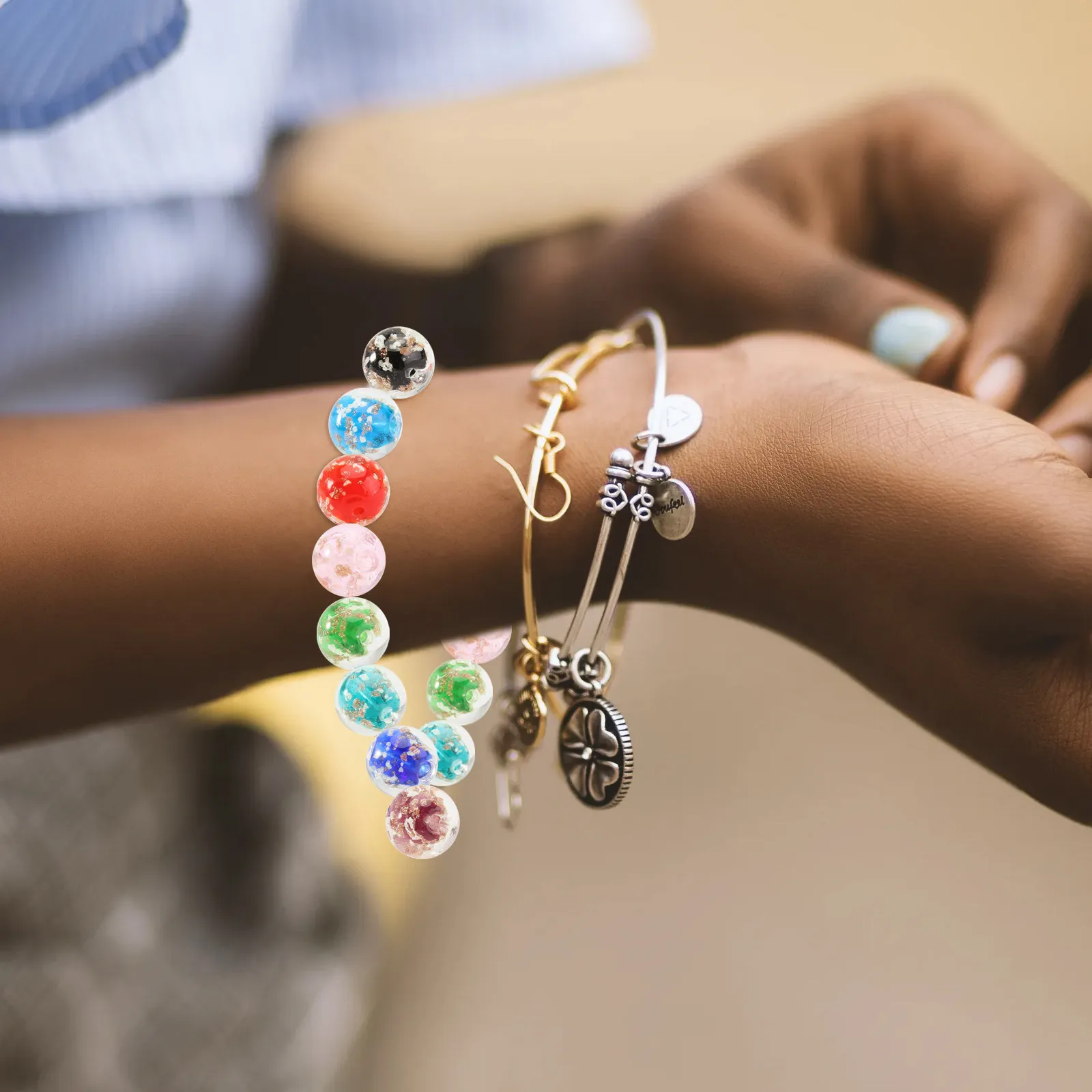 8Pcs DIY Glass Spacer Beads Jewelry Accessories for Bracelet Necklace Multi Color Green Purple Lake Blue