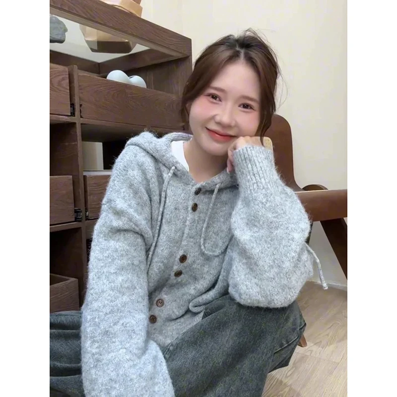 YIBASHU dames herfst winter trui met lange mouwen en capuchon Y2K Amerikaanse high street harajuku esthetische college retro topkleding