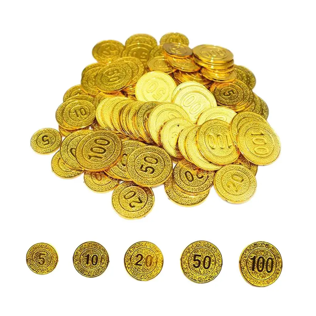 100Pcs/set Poker Chips 5 10 20 50 100 Coin Casino Game Pirate Coins