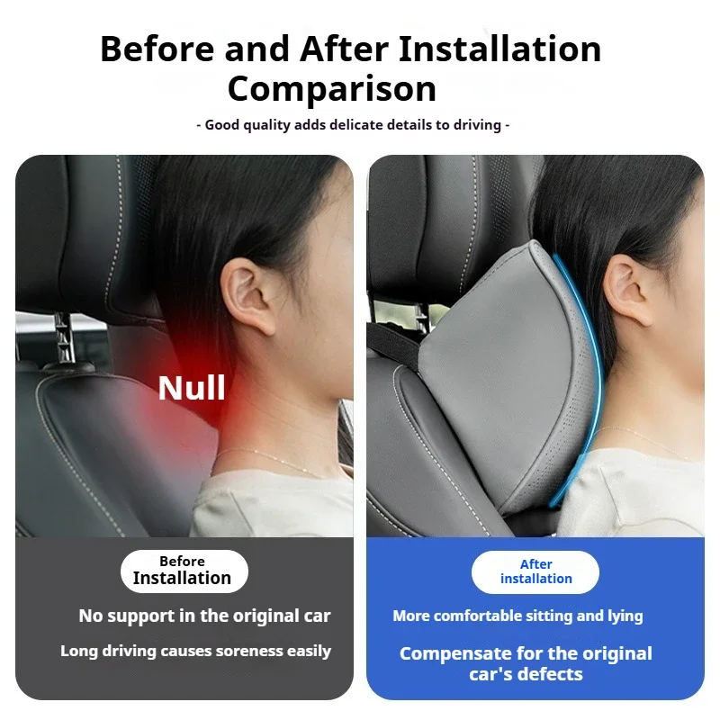 For Zeekr 7X 009 007 MIXNappa Leather Car Neck Support Pillow with Memory Foam Lumbar Support Cushion Car Interior Accessories