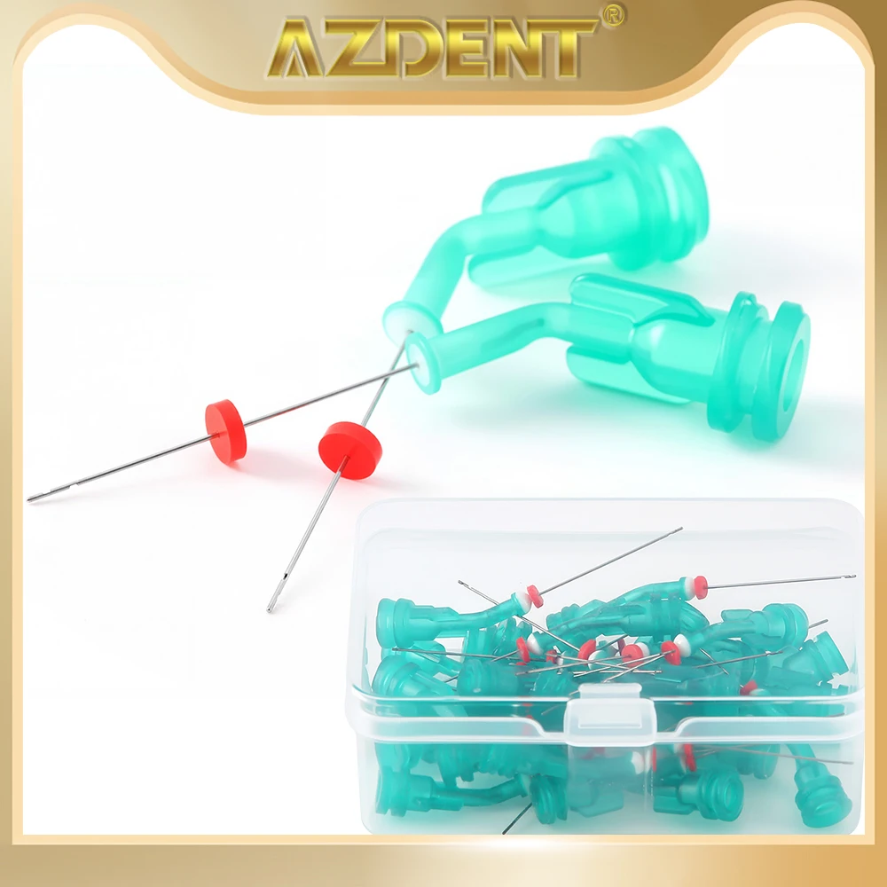 

20Pcs/Box AZDENT Dental Irrigation Endo Needles Tips Pre-Bent Needle 2 Holes Disposable Root Canal Cleaning Dentistry Material