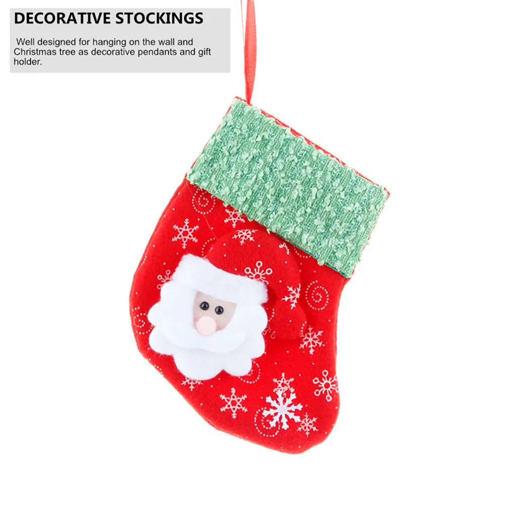 

10Pcs Christmas Stockings Hanging Pendant Candy Bag Cozy Cloth Home Decor Gift Holder Socks Xmas Tree Decorations
