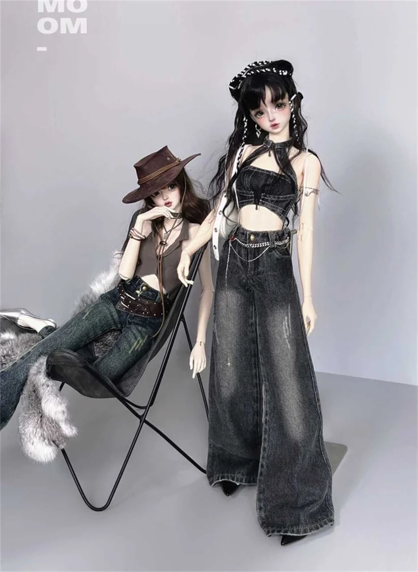 BJD Puppe Jeans Kleidung Blau Mädchen Spielzeug Elegante 1/3 1/4 Boot-cut Hosen Denim Serie Retro Waschen Micro Breite bein Puppe Zubehör – Detail 13