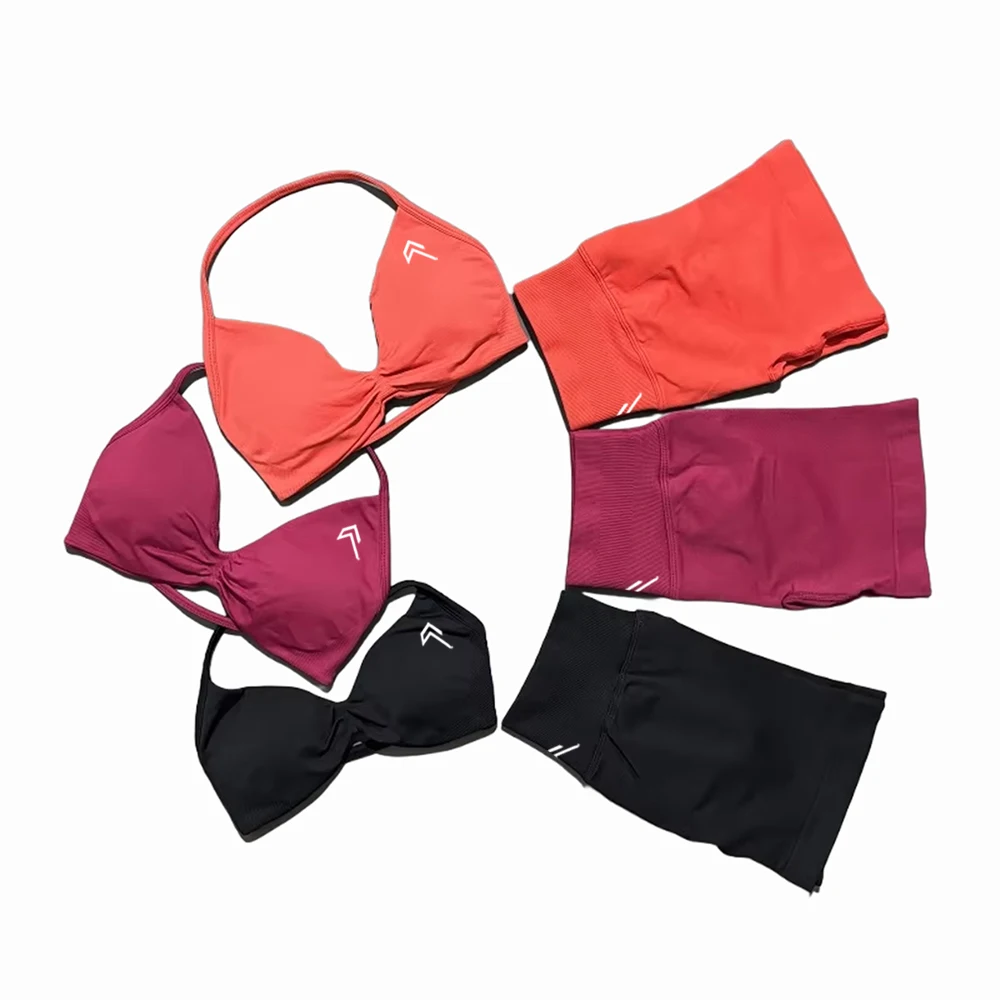 جديد 2 قطعة المرأة اليوغا مجموعة سلس تأثير السراويل الرياضية المرأة 2025 جديد عالية الخصر الورك رفع سليم ملابس اللياقة البدنية #6