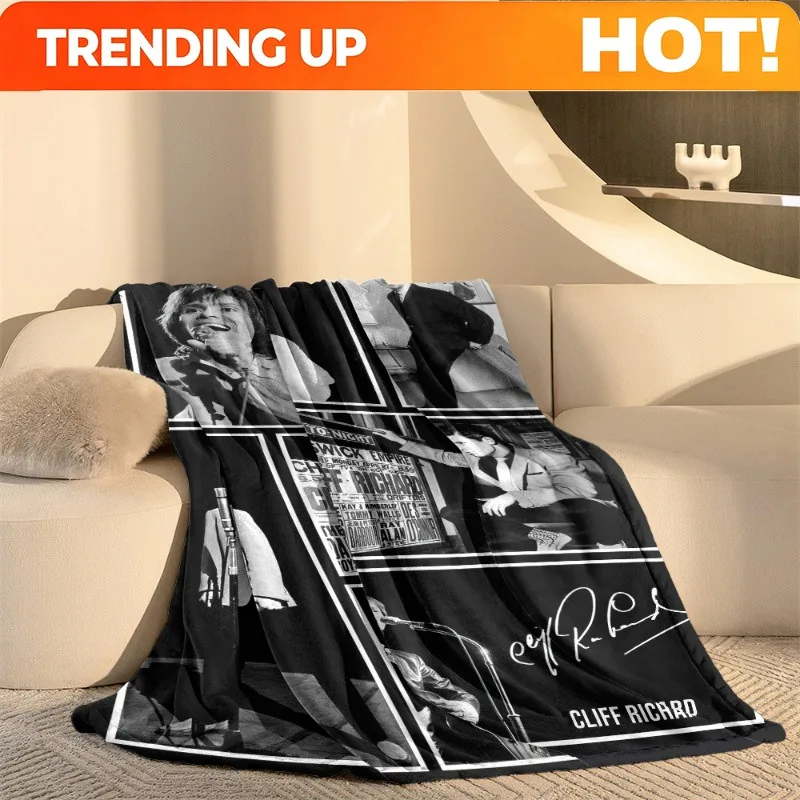 Customize 230GSM Digital Printed Fleece Blanket Featuring British Vocalist Cliff Richard, Soft And Skin-Friendly for Warmth | An
