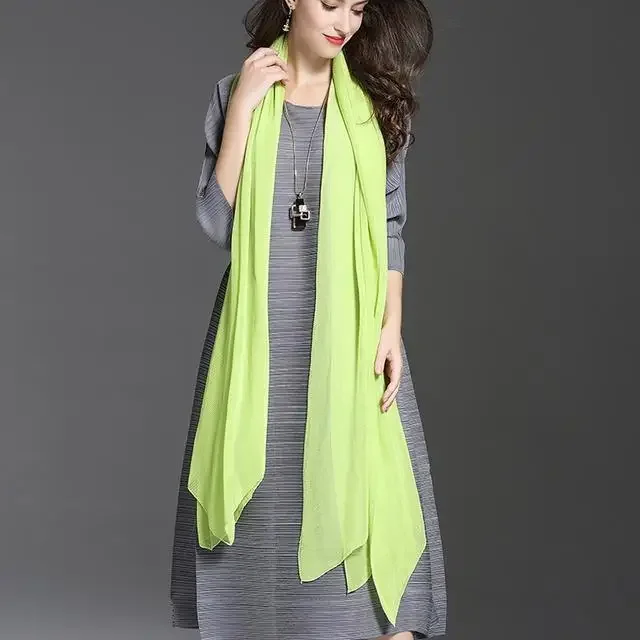 

Pleated A-line Women's Korean Version Loose Size Dress Summer Hundred Pleated Mid Length 2025 Autumn New Streetwear