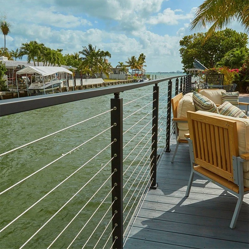 

Customization Indoor and Outdoor Stainless Steel Handrail Post with Wire Cable Deck Railing for Stairs Villas Gardens Courtyards