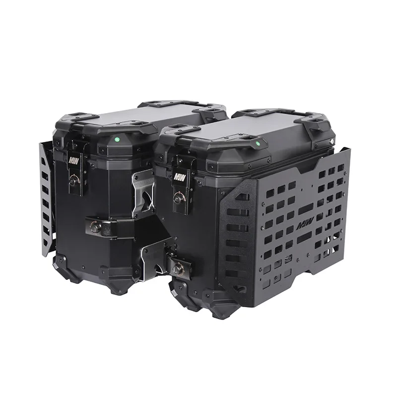 38L Motorcycle Luggage Set Multifunctional Armored Black Aluminum Alloy Top Box & Side Cases Waterproof Storage Trunk for Bikers