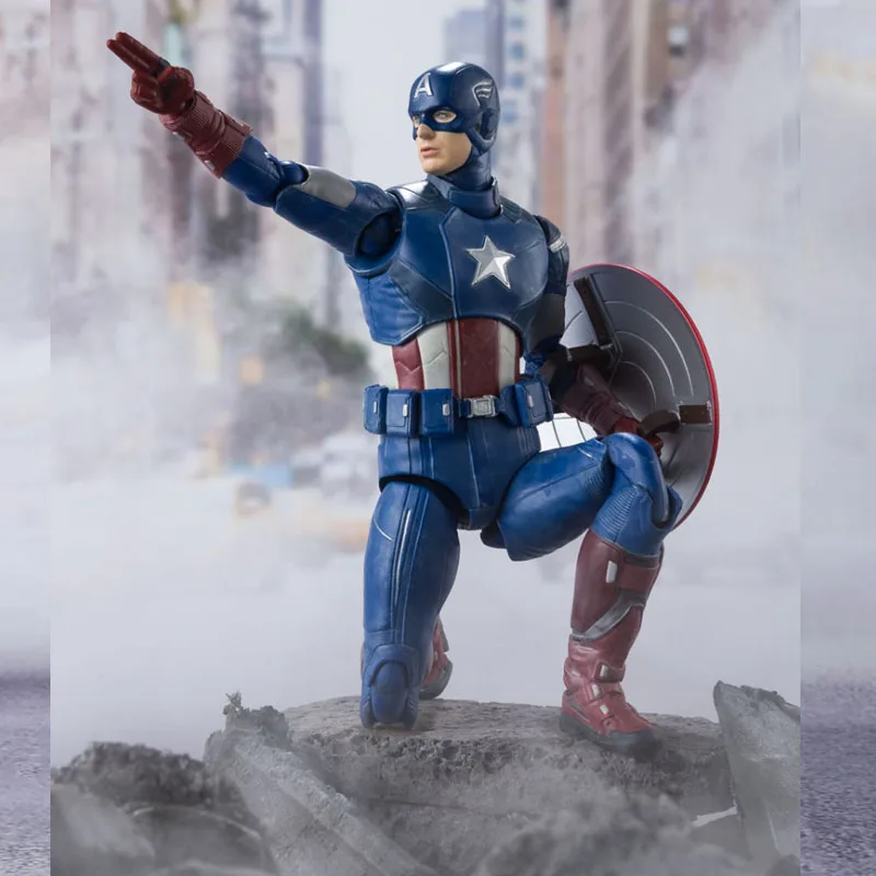 Bandai Original SHF The Avengers Steve Rogers Joints Movable Anime Action Figures Toys for Boys Girls Kids Gift