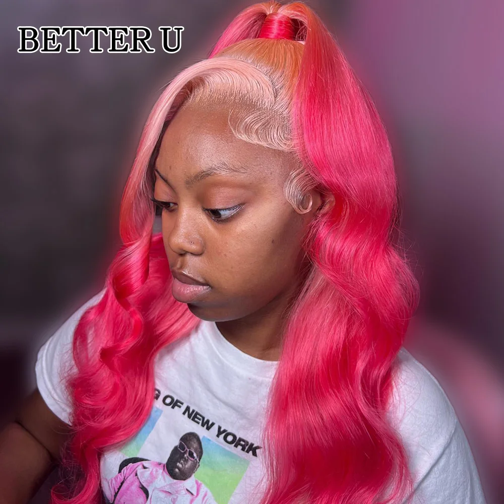 250% Ombre Pink 13x6 Blonde Colored Lace Front Wigs Human Hair For Women Pre-Plucking Brazilian Body Wave 13x4 Lace Frontal Wig