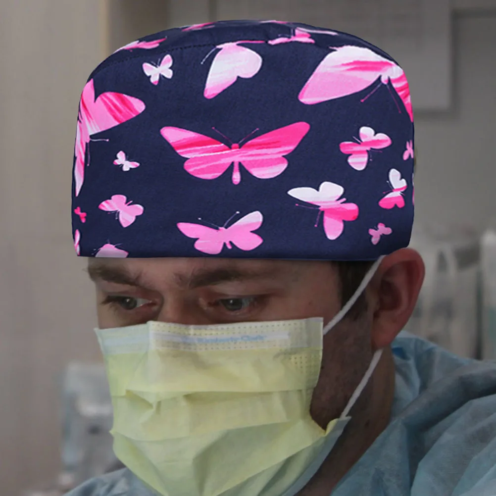 

2Pcs Surgical Cap Cotton Headwear Nurse Caps Working Hat Breastfeeding Butterflies Spa Beauty Chemotherapy Hair Loss Cleaning