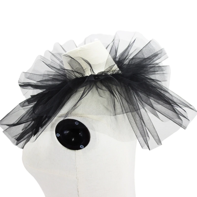 Womens Vintage Mesh Ruffle Faux Kraag Victoriaanse witte nek Ruff