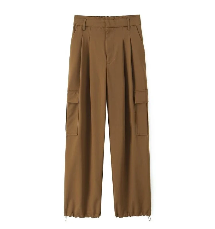 

Women's Autumn Winter New Sle Pleated Decorated Straight Loose Workwear Long Pants High Waist Regular Thin Other Material