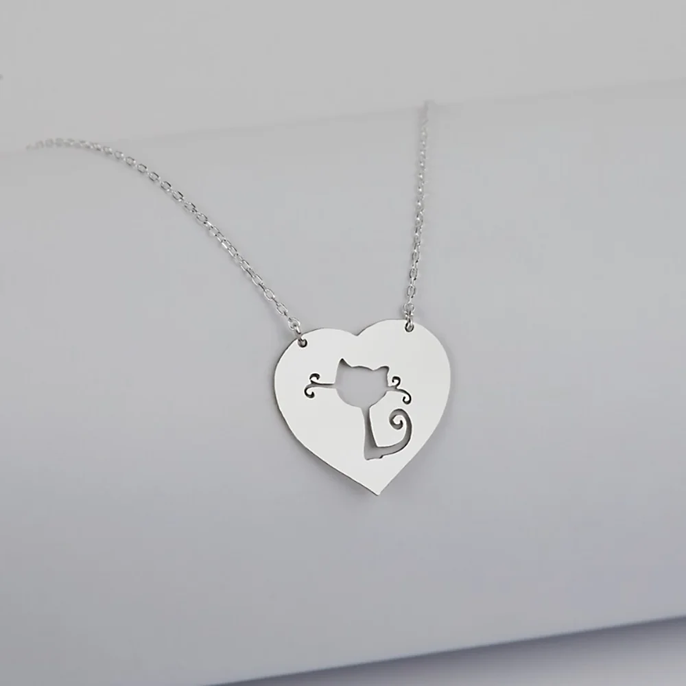 Customized Necklace for Women Cutout Cat Dog Animal Shape Pendant Necklaces Polished Design Stainless Steel Custom Jewelry Gifts