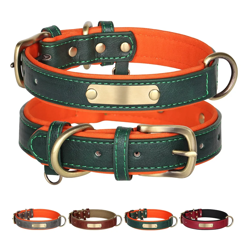 Beirui Pet Dog Collar High Quality Manufacture Fashionable Leather Comfortable Padded Durable No Pull Pet Accessories