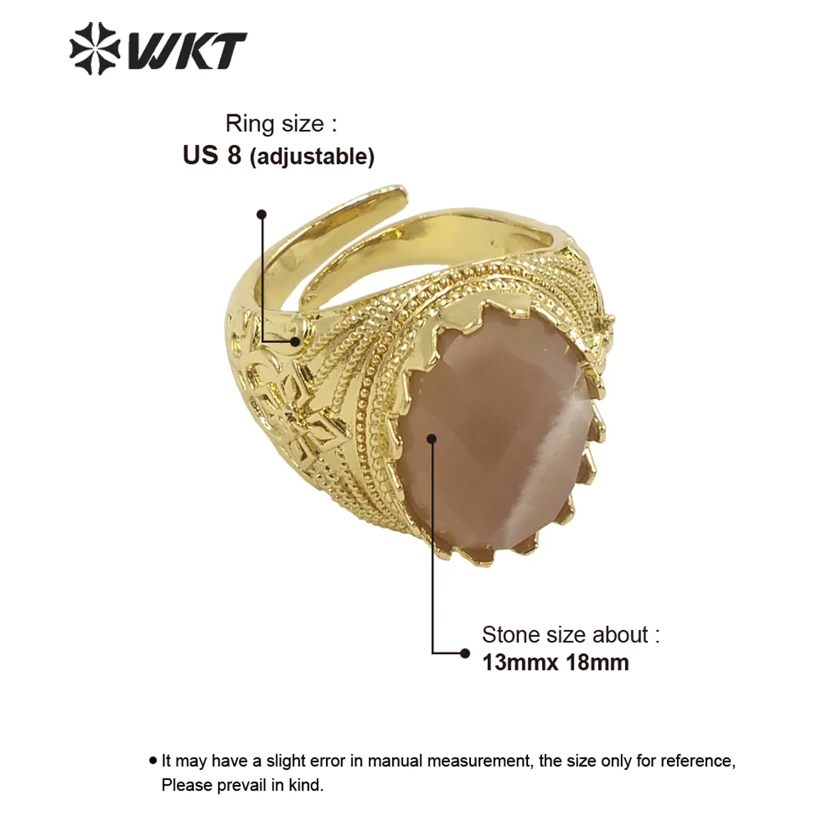 WT-R456  WKT 2023 Retro Style Natural Gemstone Lovely Design For Women Wedding Party Ring New Sale Accessory Jewelry