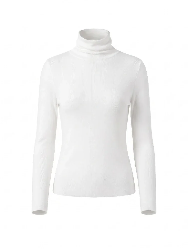 Turtleneck Long Sleeve Tee Women's T-Shirt 2026 Autumn Winter New Elegant Chic Slim Basic Layering Inner Wear Soft Knit Tops