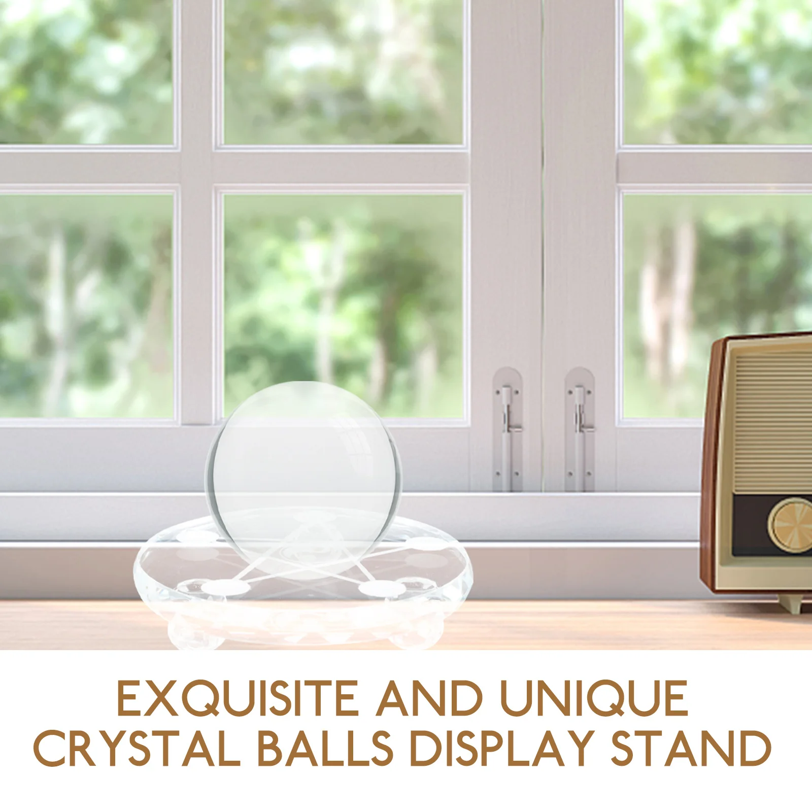 

Crystal Balls Holder Premium Glass Jade Pedestal Transparent Agate Round Base Decorative Display Stand Chinese Style Desktop