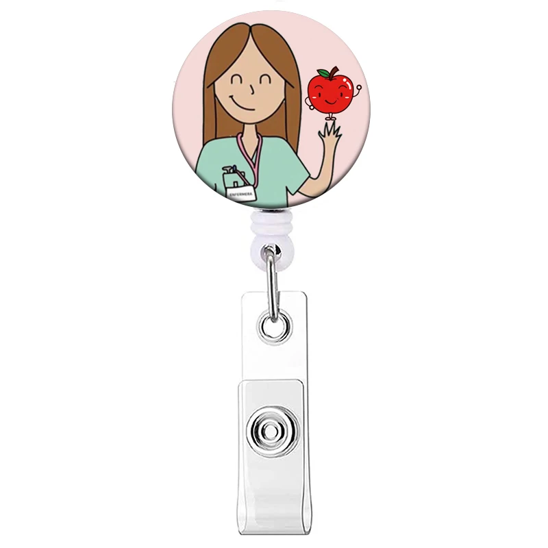 1PC Krankenhaus Krankenschwester Versenkbare Abzeichen Clip Arzt ID Karte Halter Reel für Namensschild Abzeichen Halter Bürobedarf Schnalle – Detail 32