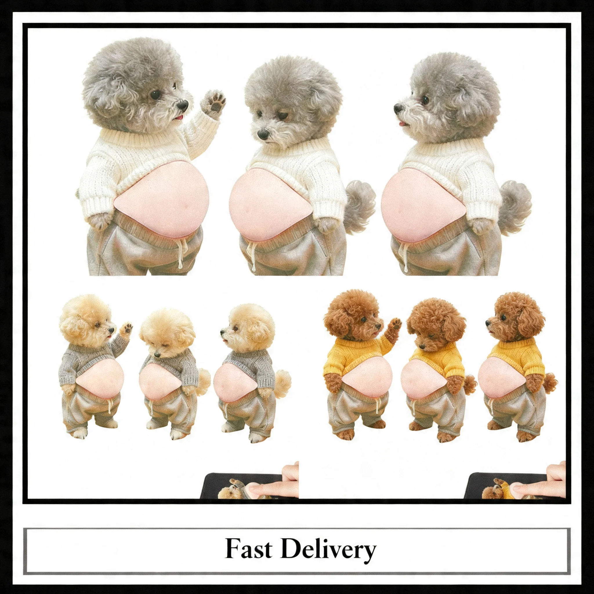 3/9PCS 3D Teddy Dog Belly Stickers Cute Puppy Wearing Outfit Silicone Self-Adhesive Stress Relief For Home Decor And Phone 2026