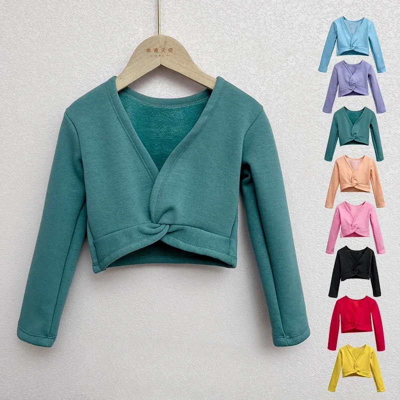 Cardigans de ballet ronds pour filles, justaucorps de danse épais, doux, sourire, croisé, chaud, automne, hiver