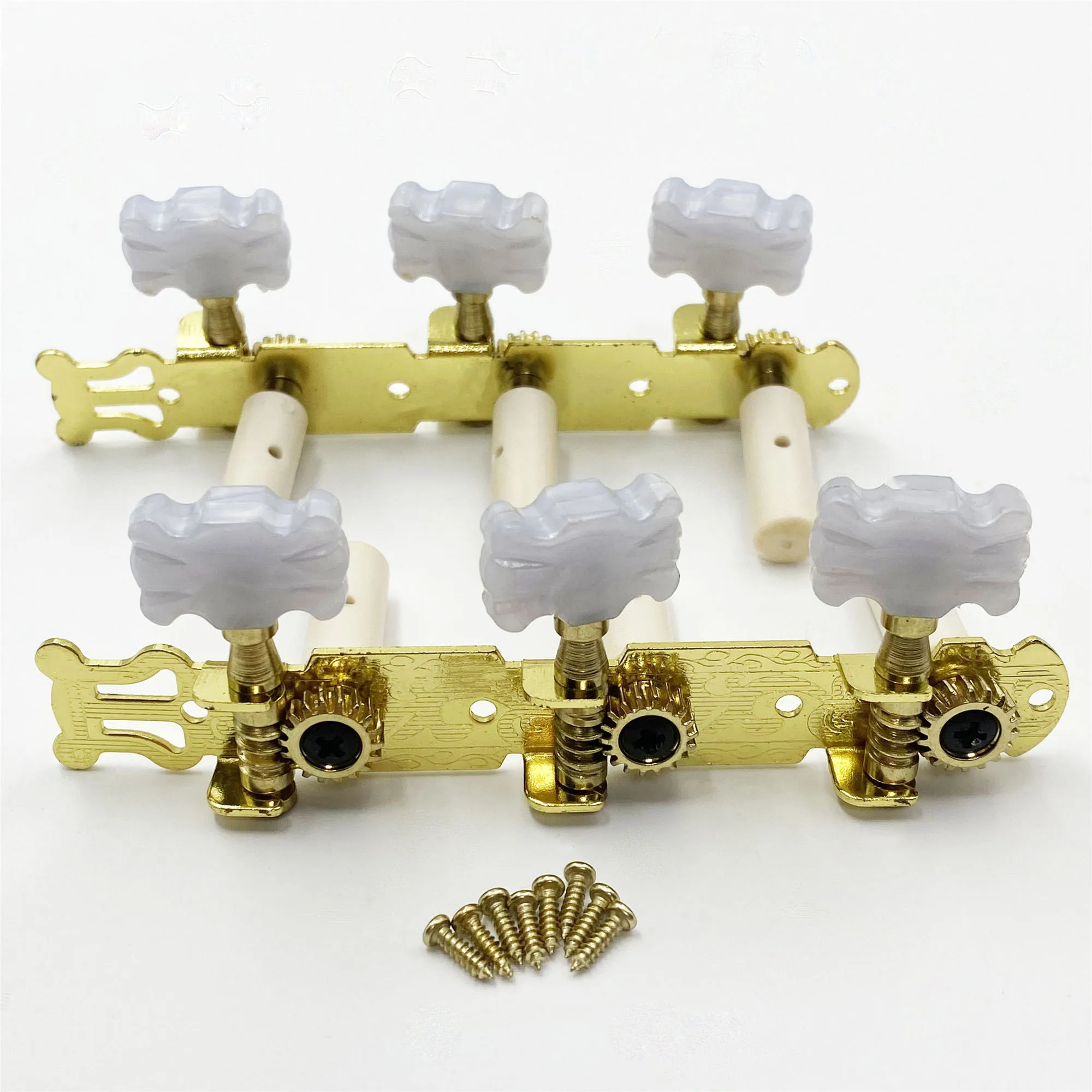 Classical Guitar Tuning Peg Long Triple Golden Mica Flower Head Classical Guitar Winder Knob Acoustic Guitar Tuning Pegs